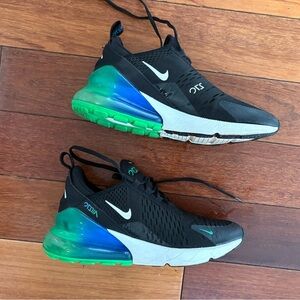 Nike Black Sneakers with Green and Blue Accents